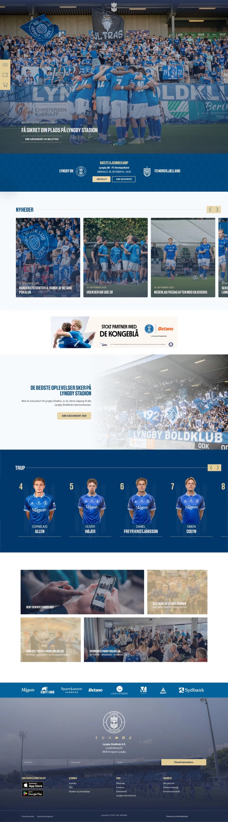 Screenshot af Lyngby Boldklubs hjemmeside